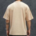 Beige Structured Half Sleeves Oversized T-Shirt - Image 3