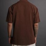 Brown Structured Oversized Half Sleeves Shirt - Image 2