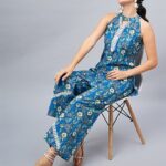 Floral Print Halter Neck Tunic with Palazzos Set - Image 4