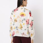 Floral Print Top with Band Collar - Image 2