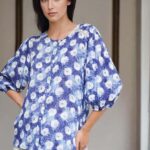 Printed Button-Down Top - Indigo